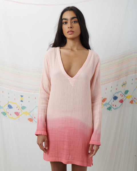 MARATA MINI DRESS, BLUSH PINK COTTON