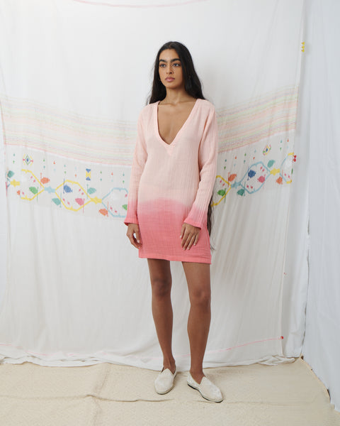 MARATA MINI DRESS, BLUSH PINK COTTON