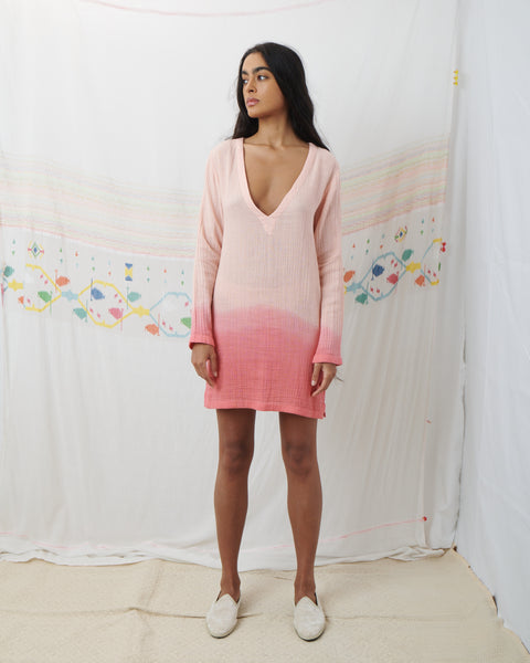 MARATA MINI DRESS, BLUSH PINK COTTON