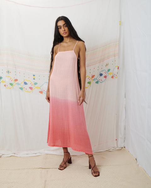 NARI SLIP DRESS, BLUSH PINK COTTON