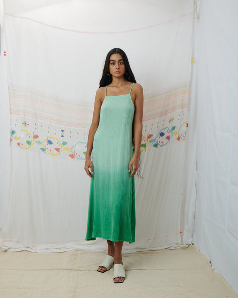 NARI SLIP DRESS, MINT GREEN COTTON