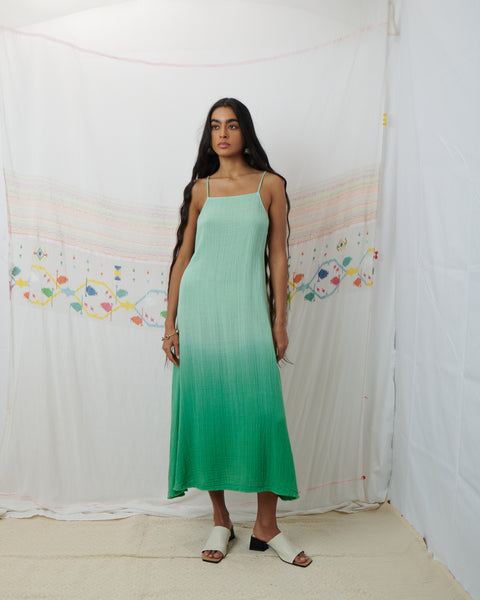 NARI SLIP DRESS, MINT GREEN COTTON