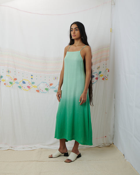 NARI SLIP DRESS, MINT GREEN COTTON