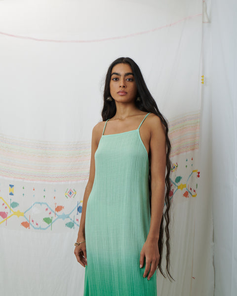 NARI SLIP DRESS, MINT GREEN COTTON