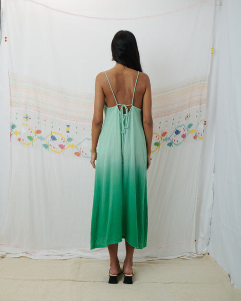 NARI SLIP DRESS, MINT GREEN COTTON