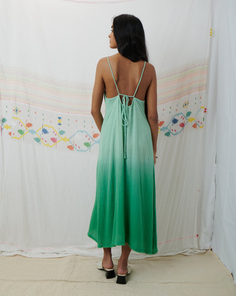 NARI SLIP DRESS, MINT GREEN COTTON