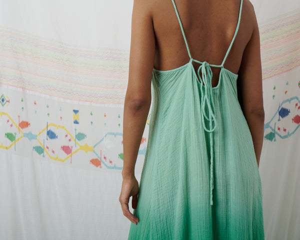 NARI SLIP DRESS, MINT GREEN COTTON