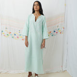RAJMATA KAFTAN, MINT COTTON SILK