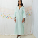 RAJMATA KAFTAN, MINT COTTON SILK