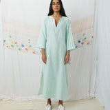 RAJMATA KAFTAN, MINT COTTON SILK