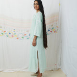 RAJMATA KAFTAN, MINT COTTON SILK