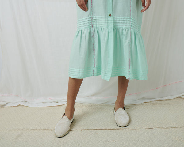 RAJMATA DRESS, MINT COTTON SILK