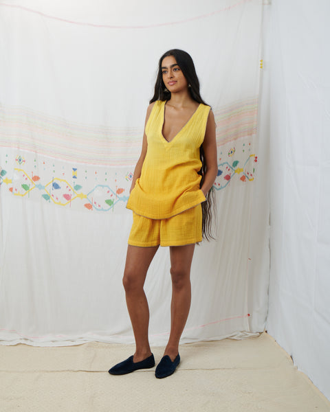 KAVERI VEST, MARIGOLD YELLOW COTTON