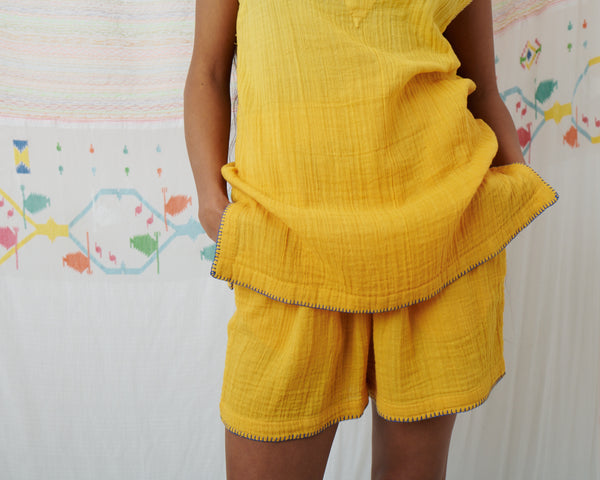 KAVERI VEST, MARIGOLD YELLOW COTTON
