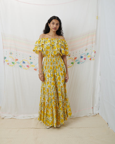 LUNI MAXI DRESS, FLORAL MUL MUL