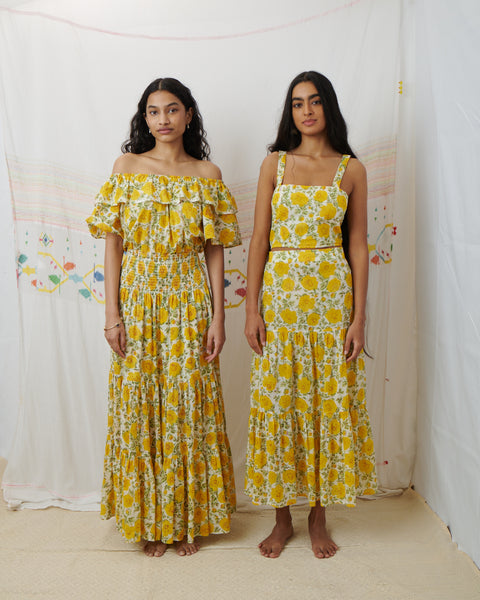 MAHI CROP, MARIGOLD FLORAL COTTON