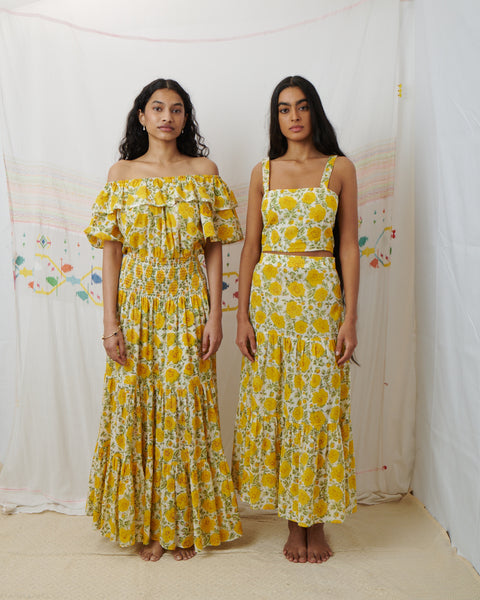 MAHI CROP, MARIGOLD FLORAL COTTON