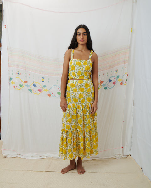 MAHI CROP, MARIGOLD FLORAL COTTON