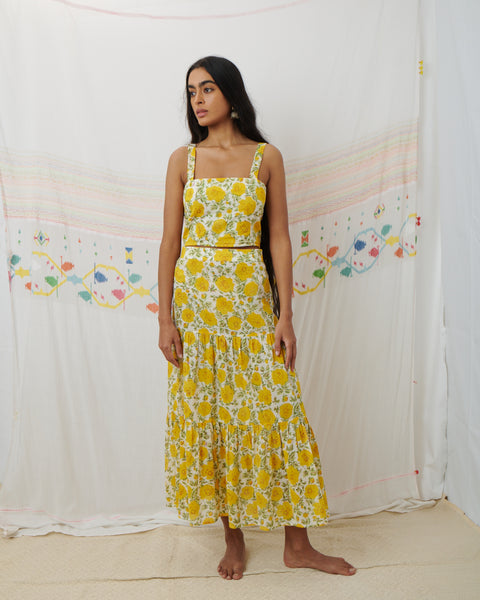 MAHI CROP, MARIGOLD FLORAL COTTON