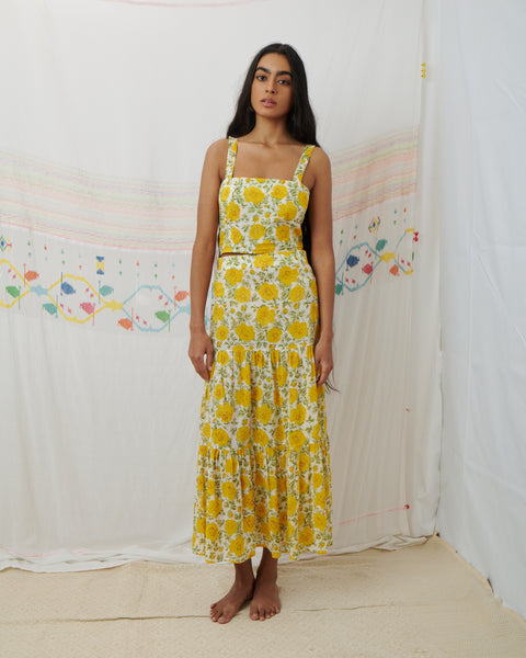 MAHI CROP, MARIGOLD FLORAL COTTON