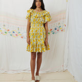 LUNI MINI DRESS, FLORAL MUL MUL