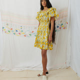 LUNI MINI DRESS, FLORAL MUL MUL
