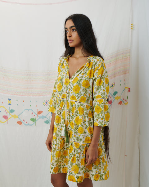 PENNA MINI DRESS, FLORAL MUL MUL