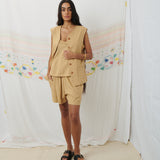 MAHILA CAMI, TAN COTTON LINEN