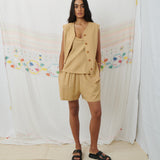 MAHILA CAMI, TAN COTTON LINEN