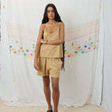 MAHILA CAMI, TAN COTTON LINEN
