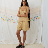 MAHILA CAMI, TAN COTTON LINEN
