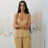 MAHILA CAMI, TAN COTTON LINEN