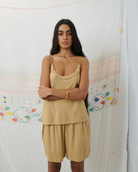 MAHILA CAMI, TAN COTTON LINEN