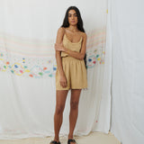 MAHILA CAMI, TAN COTTON LINEN