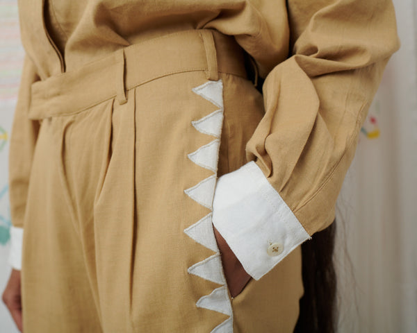 JAGAT SAFARI PANT, TAN COTTON LINEN