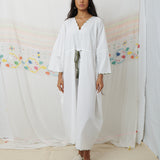 PADMINI KAFTAN, WHITE COTTON POPLIN