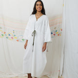 PADMINI KAFTAN, WHITE COTTON POPLIN