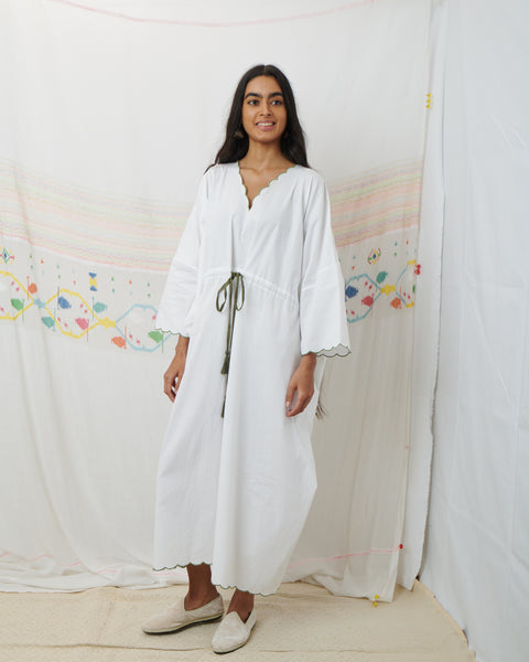 PADMINI KAFTAN, WHITE COTTON POPLIN