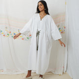 PADMINI KAFTAN, WHITE COTTON POPLIN