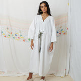 PADMINI KAFTAN, WHITE COTTON POPLIN