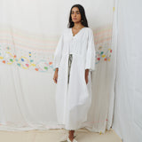 PADMINI KAFTAN, WHITE COTTON POPLIN