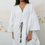 PADMINI KAFTAN, WHITE COTTON POPLIN