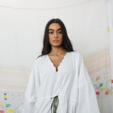 PADMINI KAFTAN, WHITE COTTON POPLIN