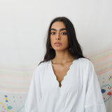 PADMINI KAFTAN, WHITE COTTON POPLIN