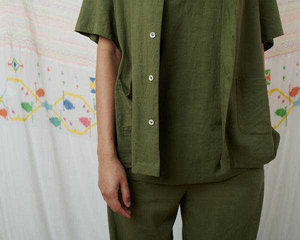 SUNITI PANT, OLIVE COTTON LINEN