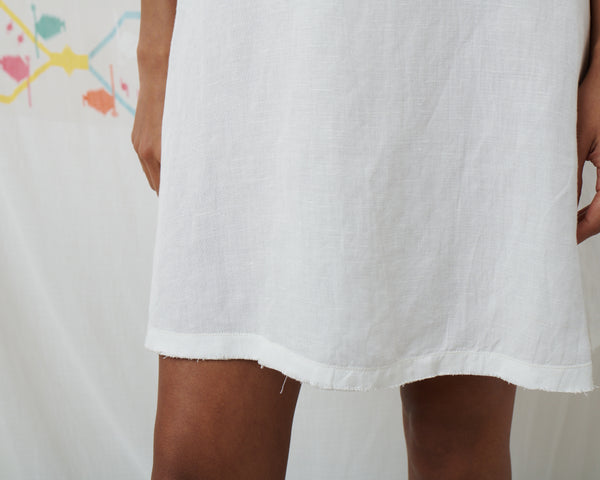 MENAKA SLIP MINI, WHITE COTTON LINEN