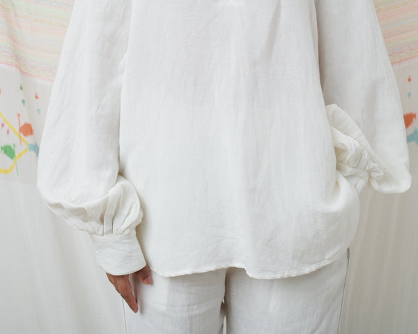 KURTA SHIRT, WHITE COTTON LINEN