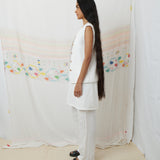 JODHPUR VEST, WHITE COTTON LINEN