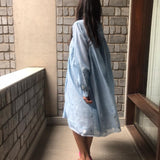 JAMDANI CIRCLE SHIRT DRESS, LIGHT BLUE - SAAKI