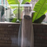 A-LINE SLEEVELESS DRESS, WHITE // BLUE JAMDANI - SAAKI